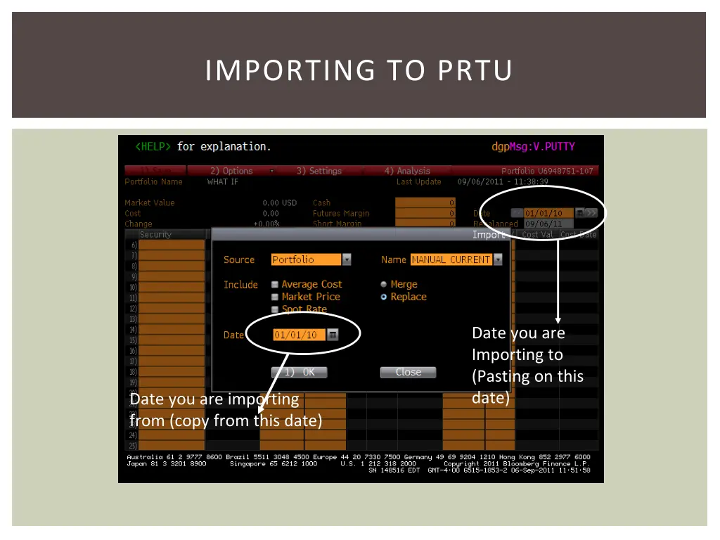 importing to prtu