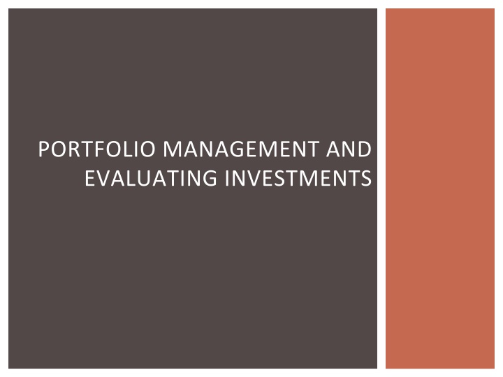 portfolio management and evaluating investments