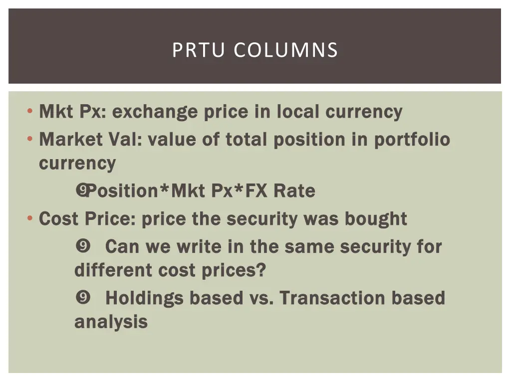 prtu columns