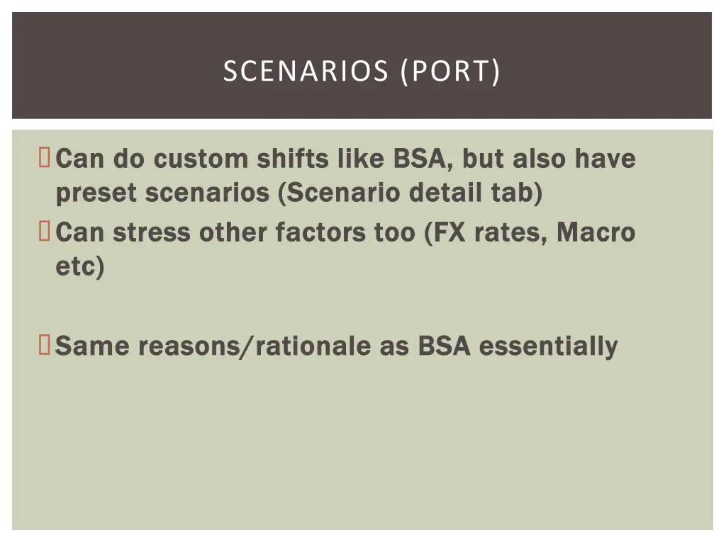 scenarios port