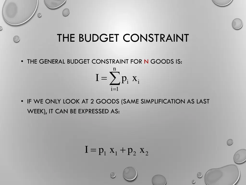 the budget constraint 1
