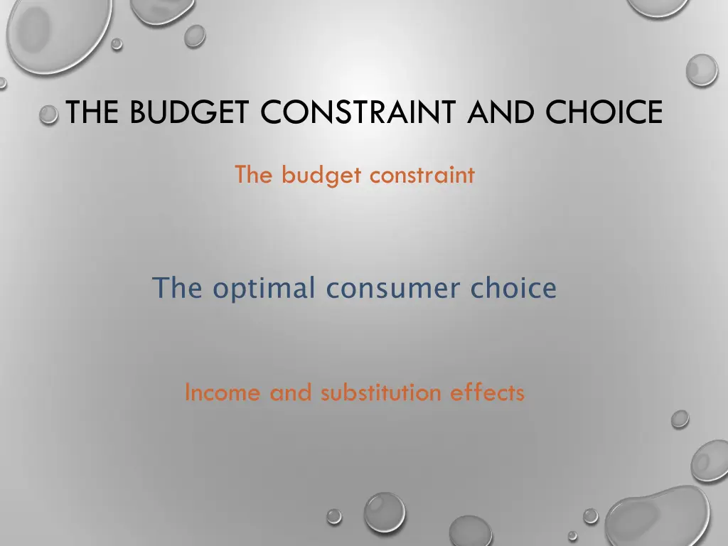 the budget constraint and choice 1