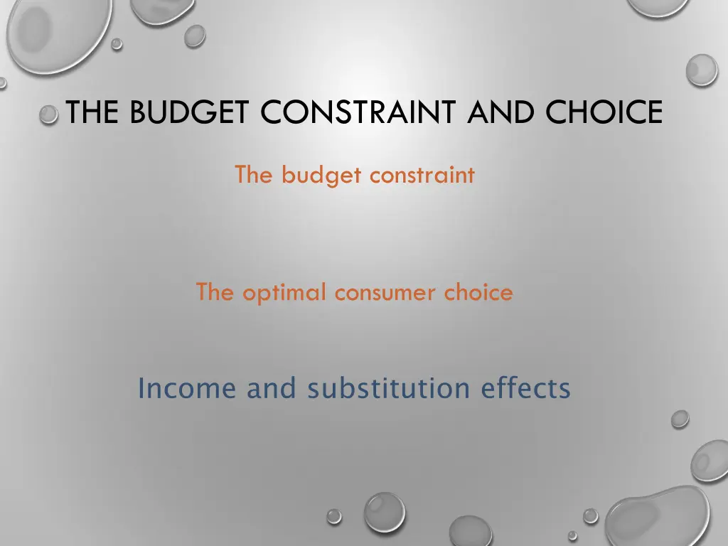 the budget constraint and choice 2