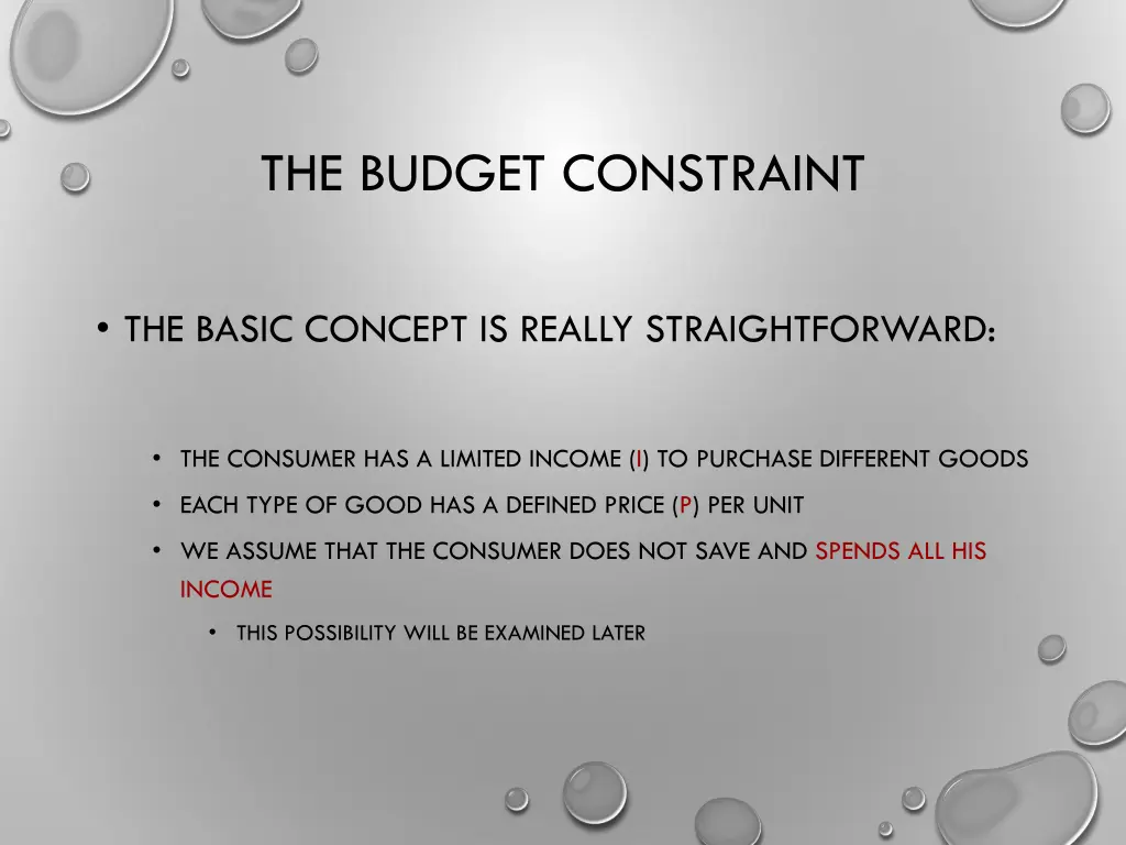 the budget constraint