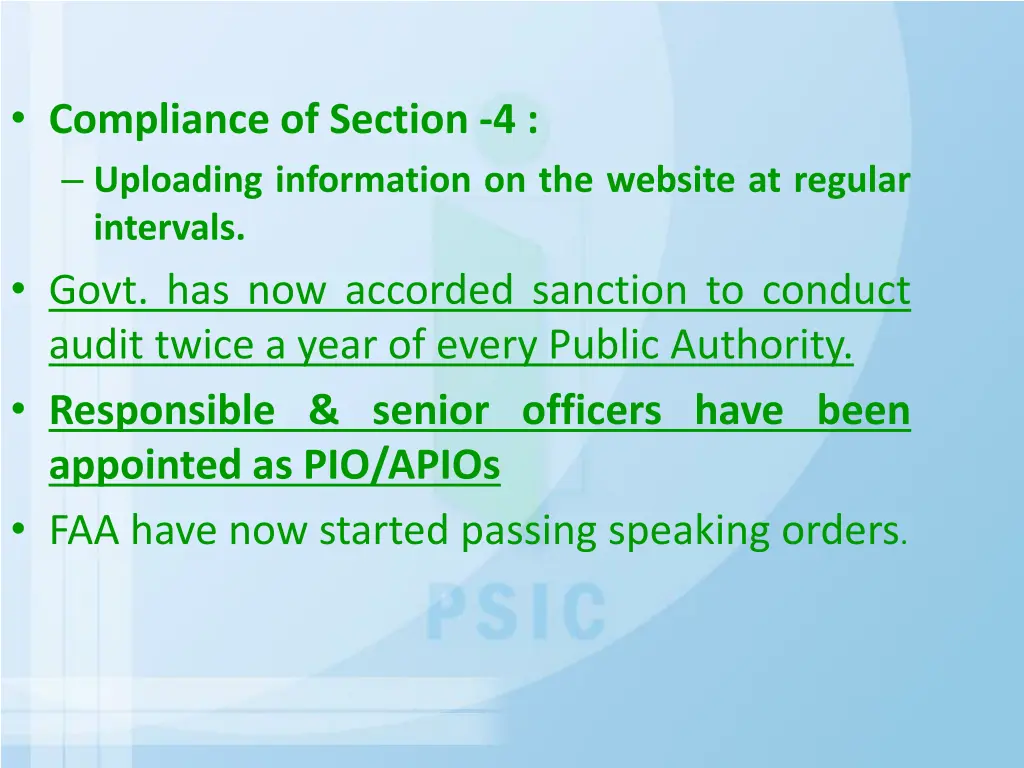 compliance of section 4 uploading information