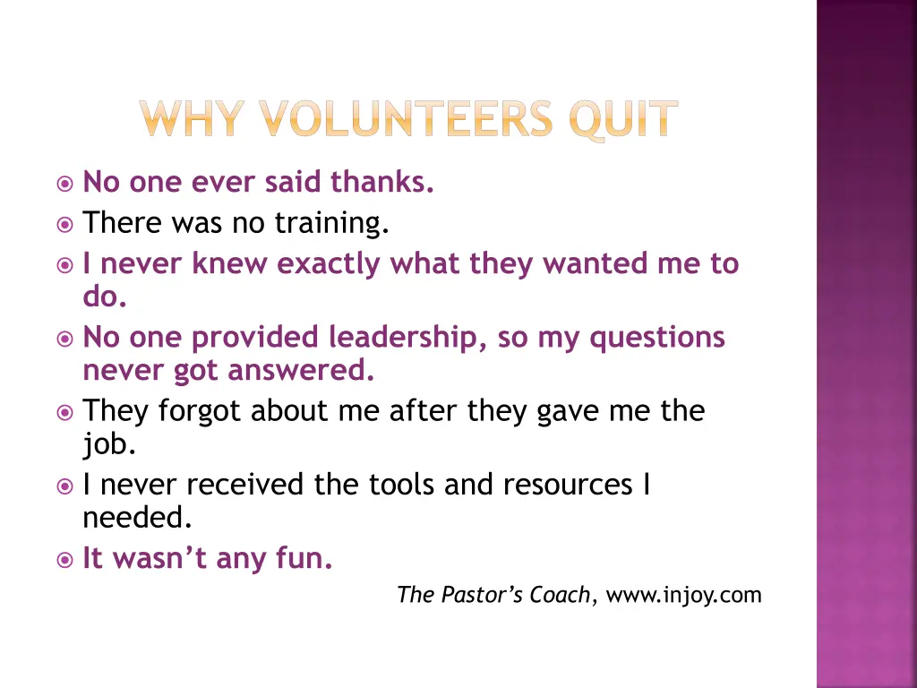 why volunteers quit