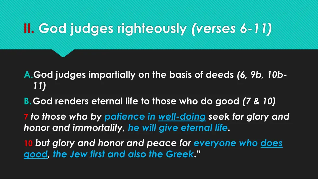 ii god judges righteously verses 6 11 3
