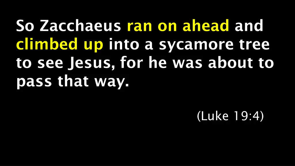 so zacchaeus ran on ahead and climbed up into