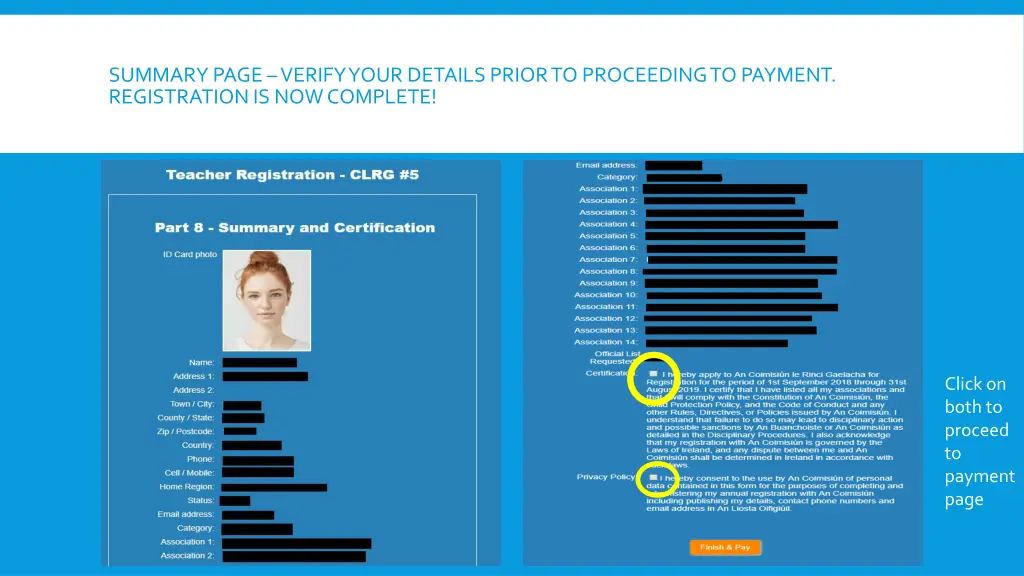 summary page verify your details prior
