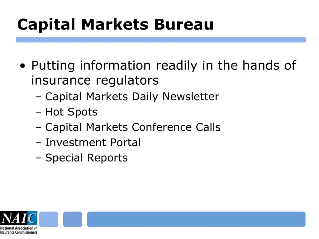 capital markets bureau