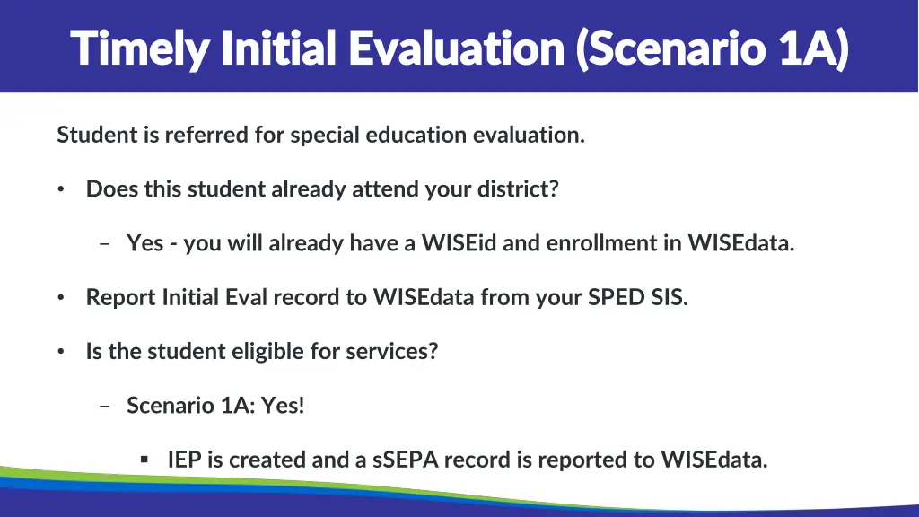 timely initial evaluation scenario 1a timely