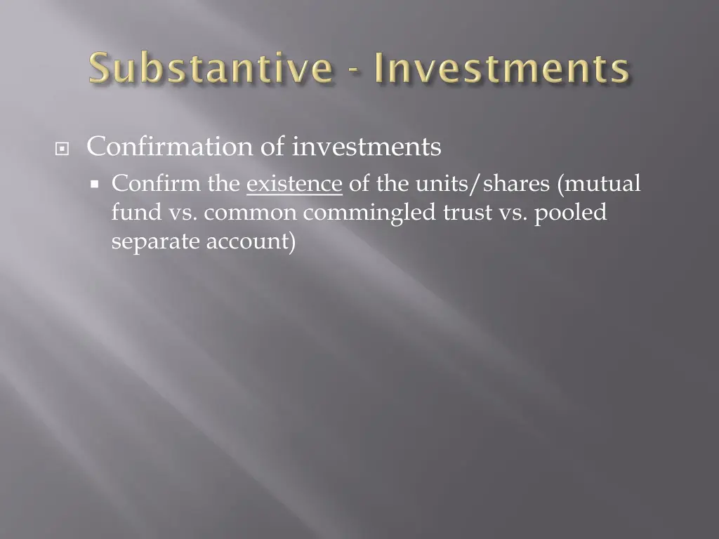 confirmation of investments confirm the existence
