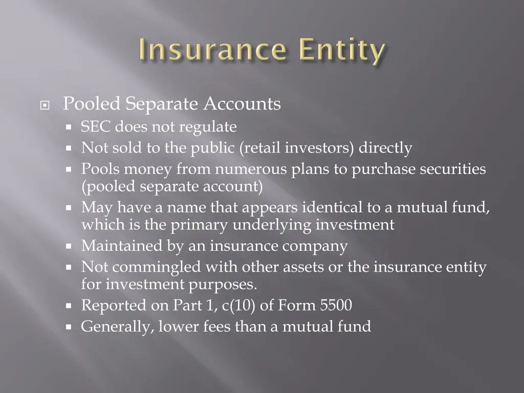 pooled separate accounts sec does not regulate