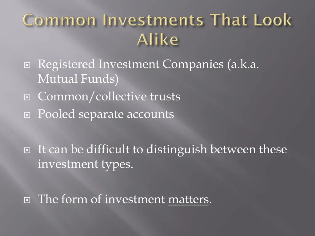 registered investment companies a k a mutual