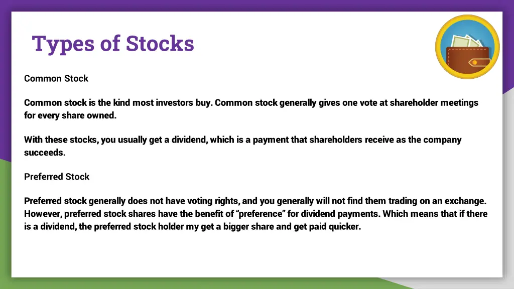 types of stocks