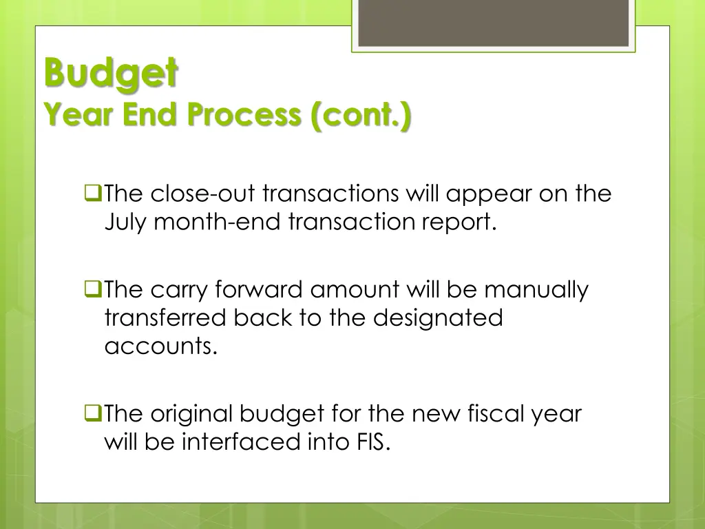 budget year end process cont