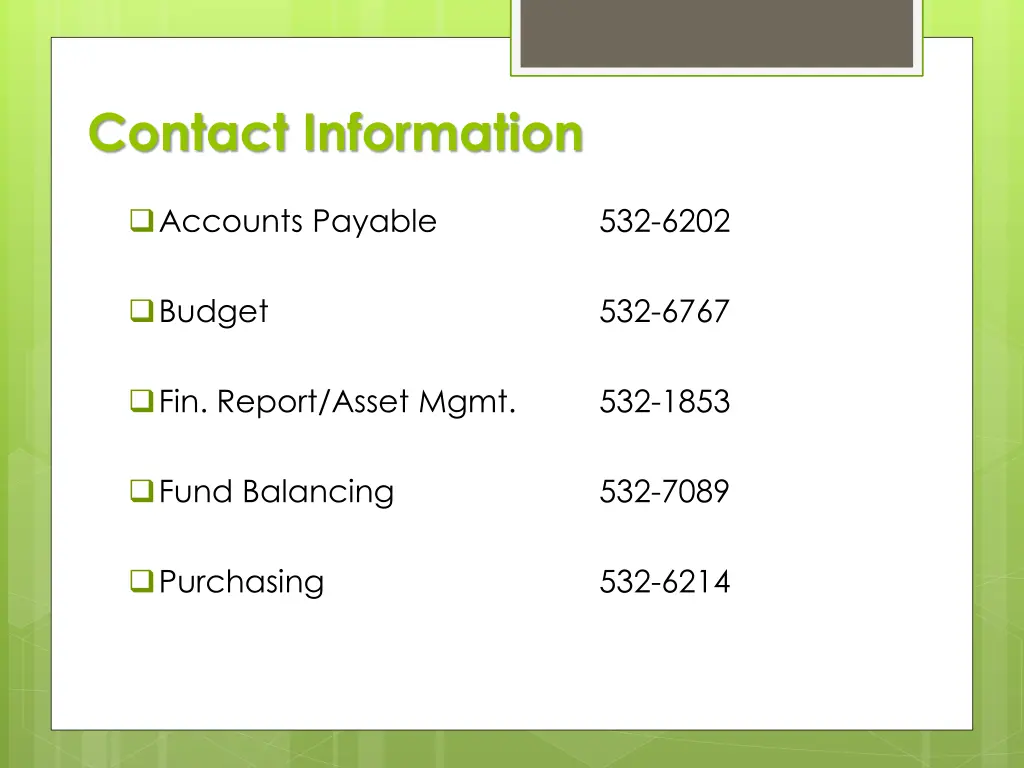 contact information