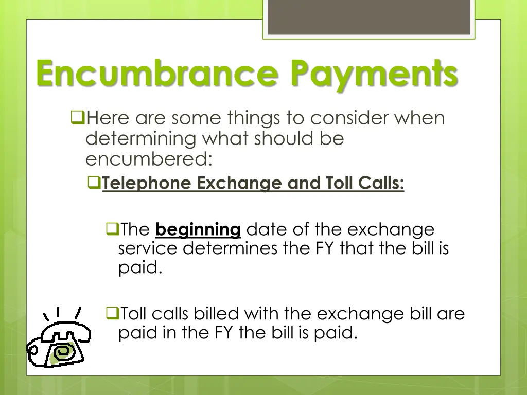 encumbrance payments 1