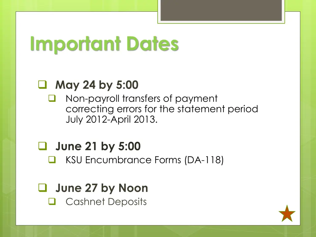 important dates