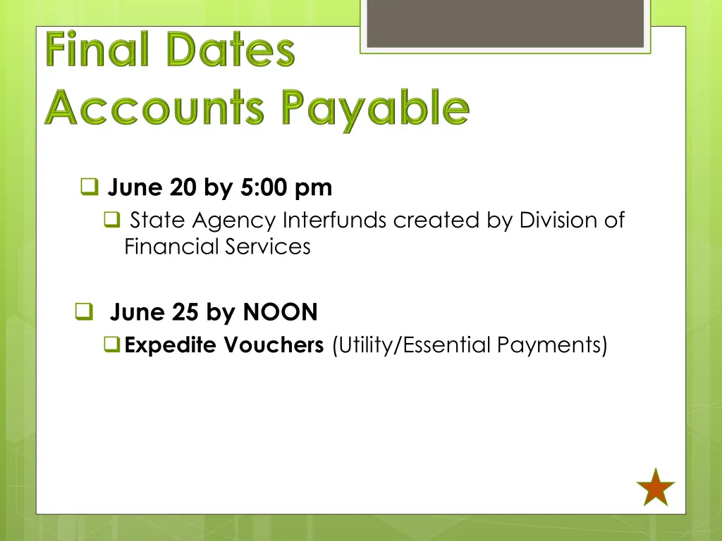 june 20 by 5 00 pm state agency interfunds