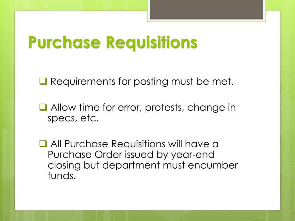 purchase requisitions