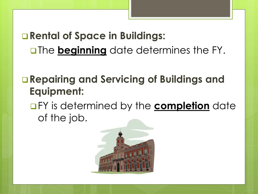 rental of space in buildings the beginning date