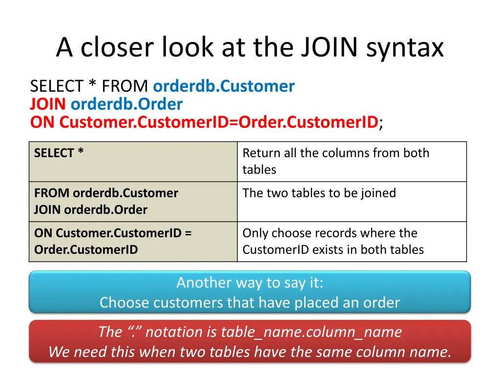 a closer look at the join syntax