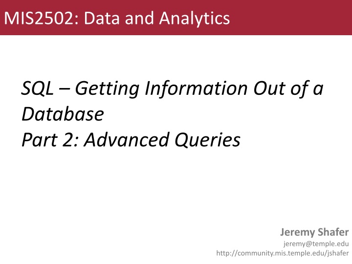 mis2502 data and analytics