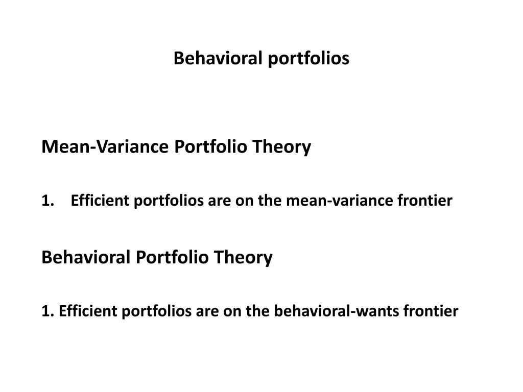 behavioral portfolios 1