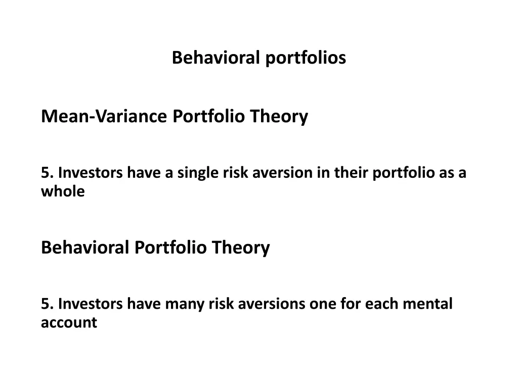behavioral portfolios 7