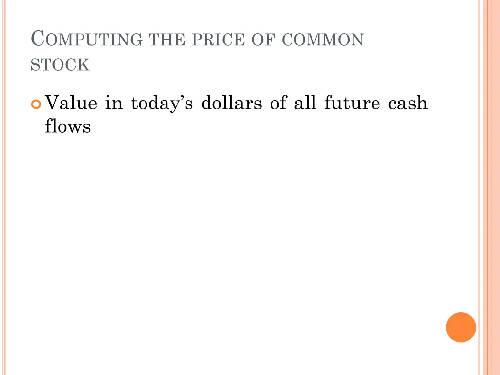 c omputing the price of common stock
