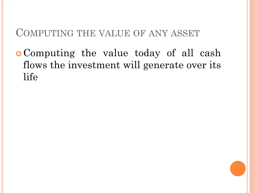 c omputing the value of any asset