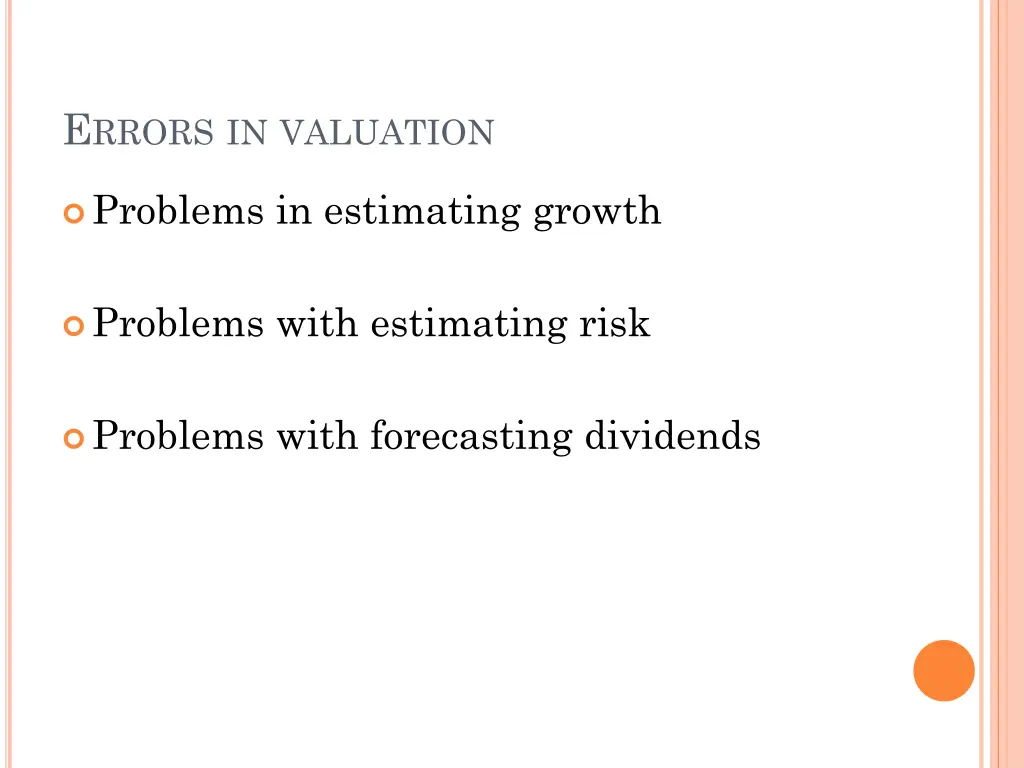 e rrors in valuation