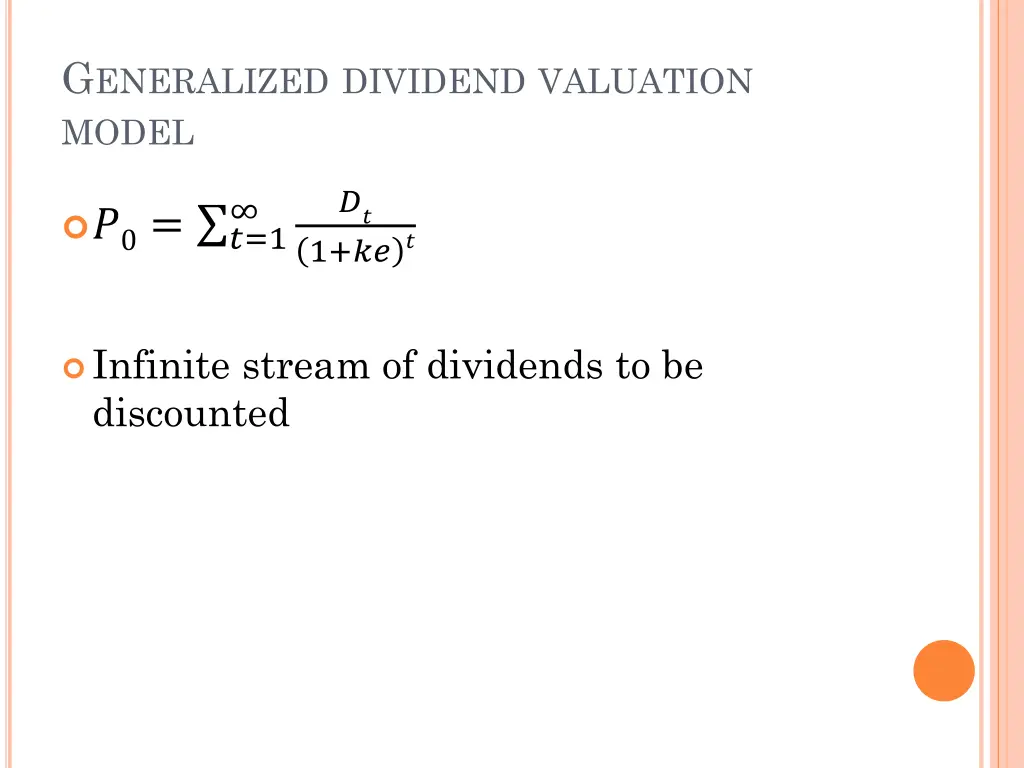 g eneralized dividend valuation model