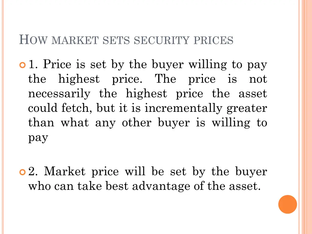 h ow market sets security prices