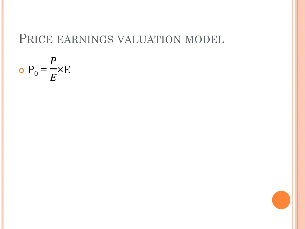 p rice earnings valuation model 1