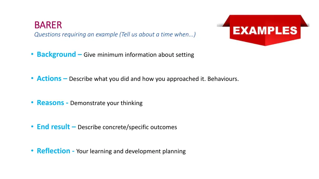 barer barer questions requiring an example tell