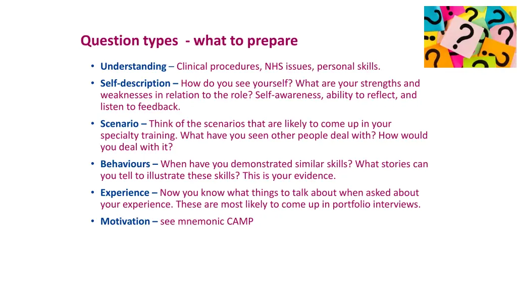 question types what to prepare