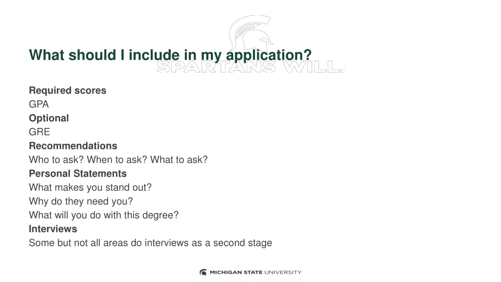 what should i include in my application