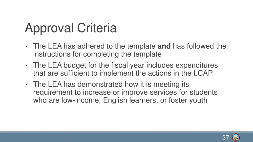 approval criteria