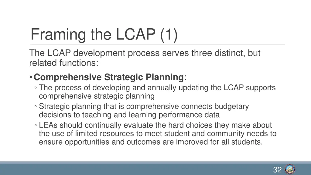 framing the lcap 1 the lcap development process