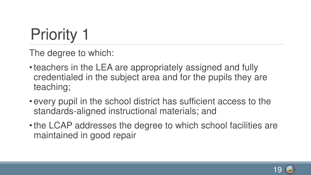 priority 1 the degree to which teachers