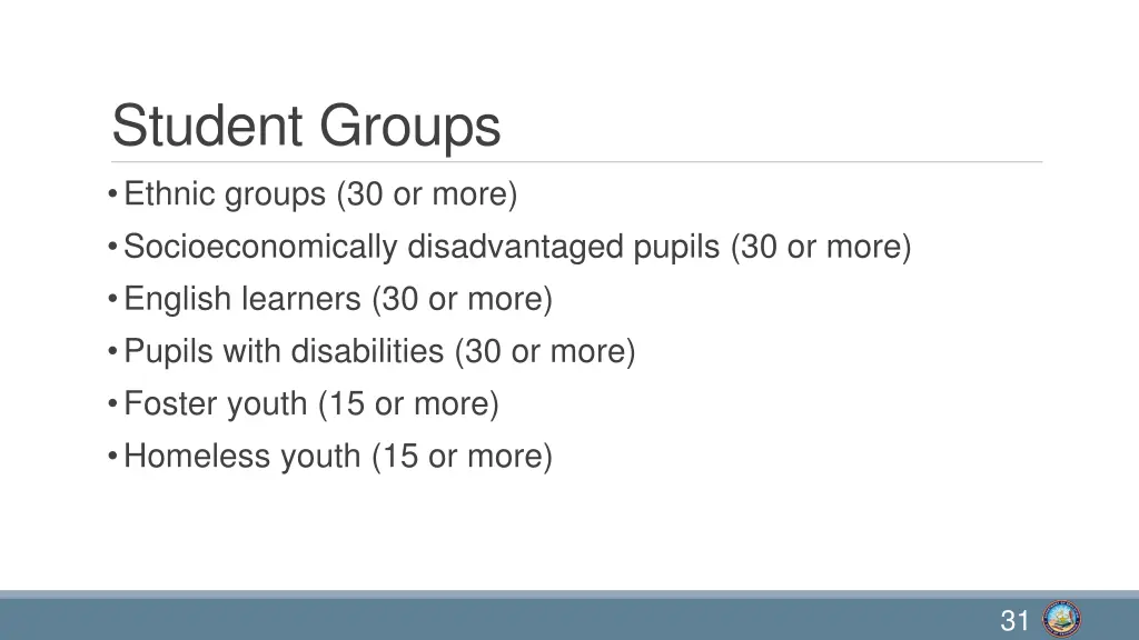 student groups ethnic groups 30 or more