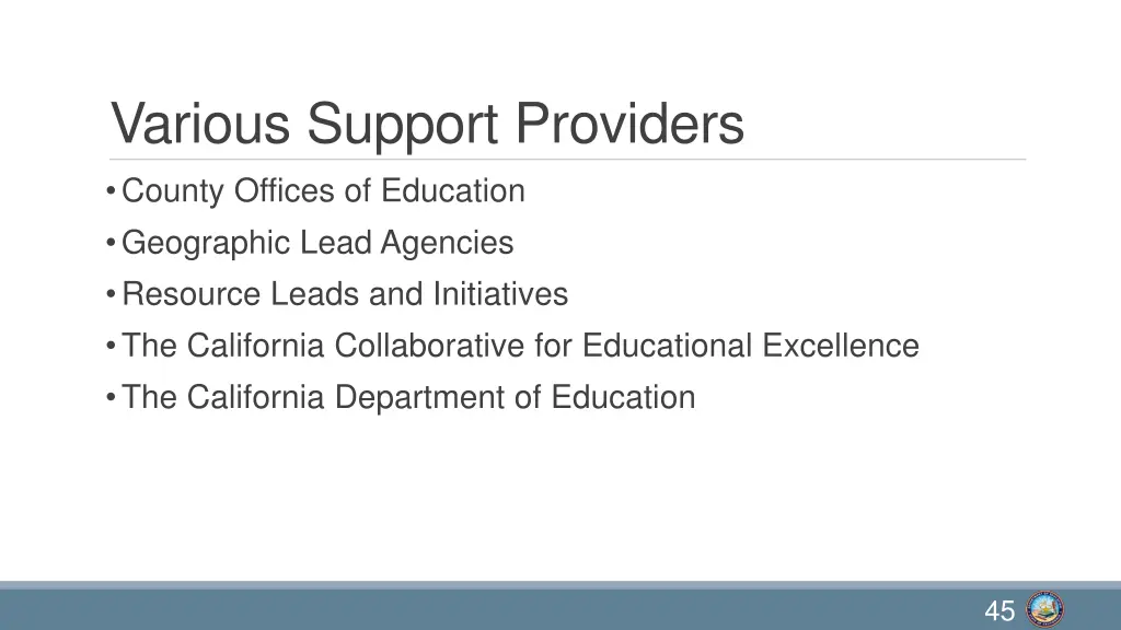various support providers county offices