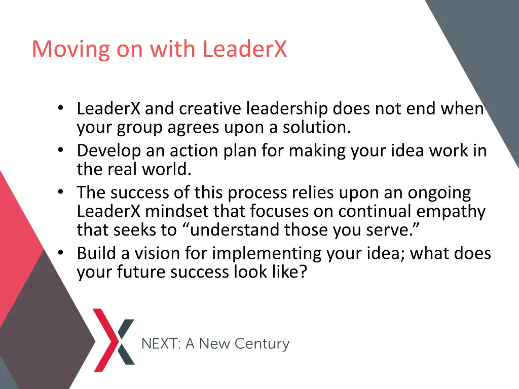 moving on with leaderx