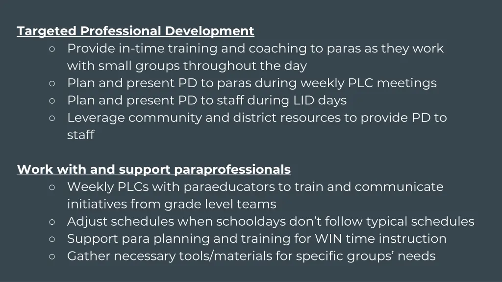 targeted professional development provide in time