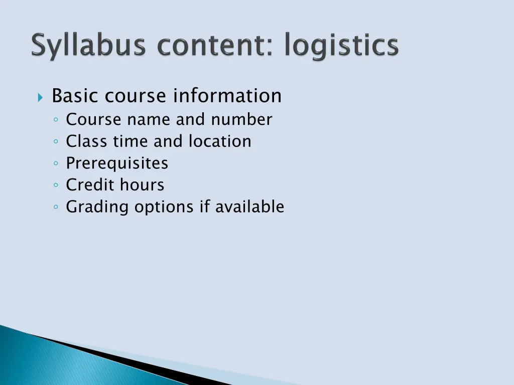 basic course information course name and number