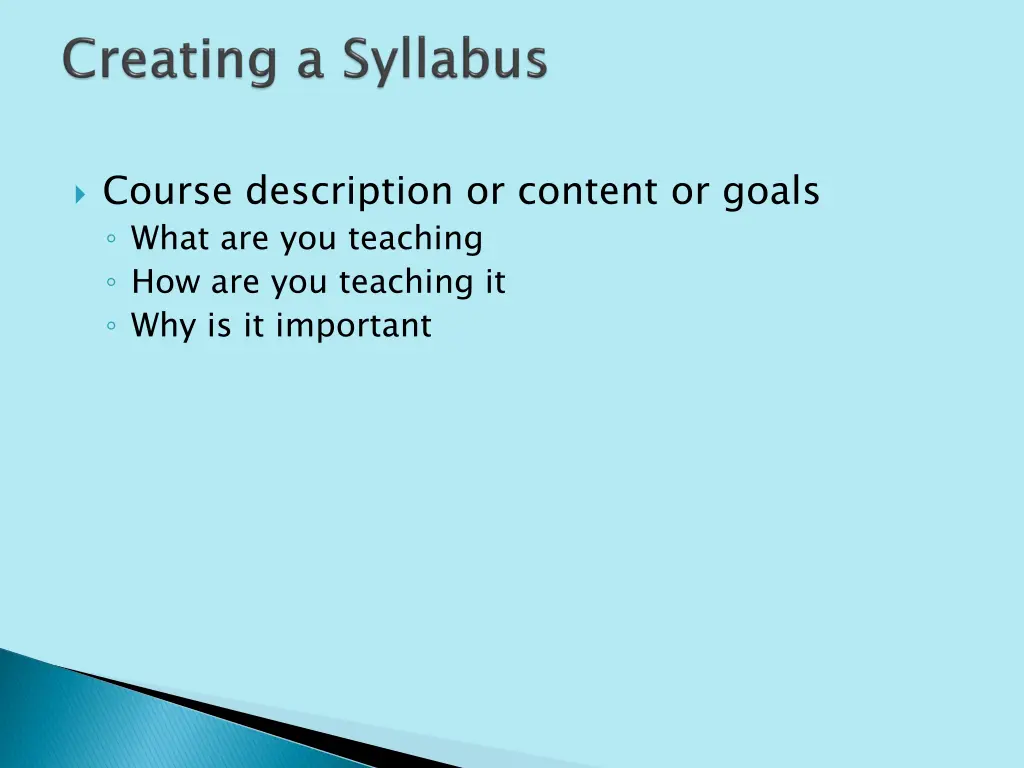 course description or content or goals what