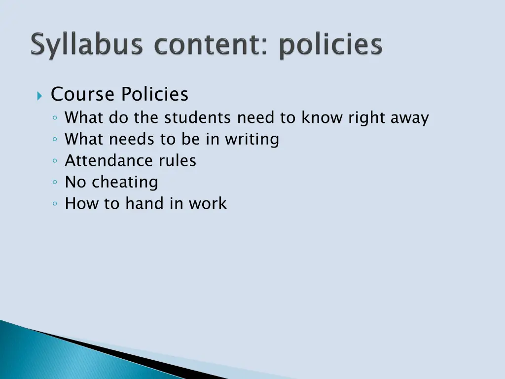 course policies what do the students need to know