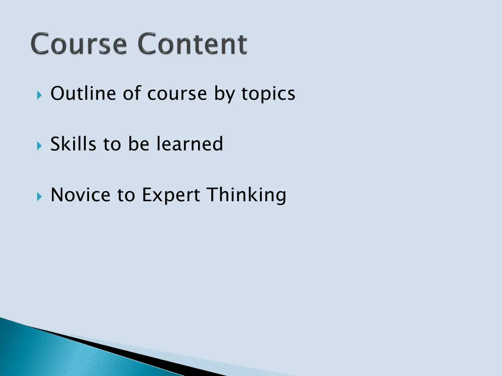 outline of course by topics